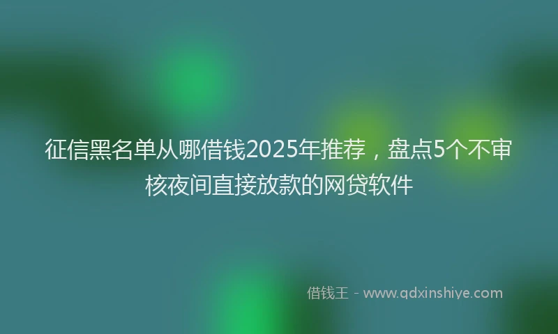 征信黑名单从哪借钱2025年推荐，盘点5个不审核夜间直接放款的网贷软件