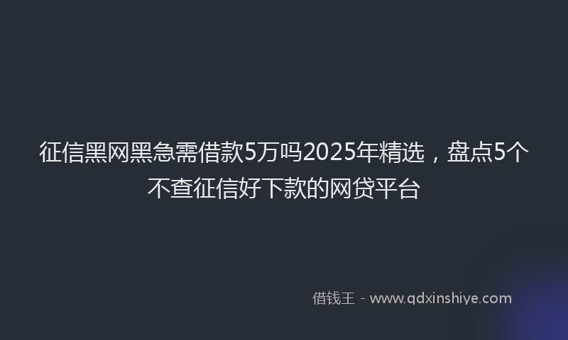 征信黑网黑急需借款5万吗2025年精选，盘点5个不查征信好下款的网贷平台
