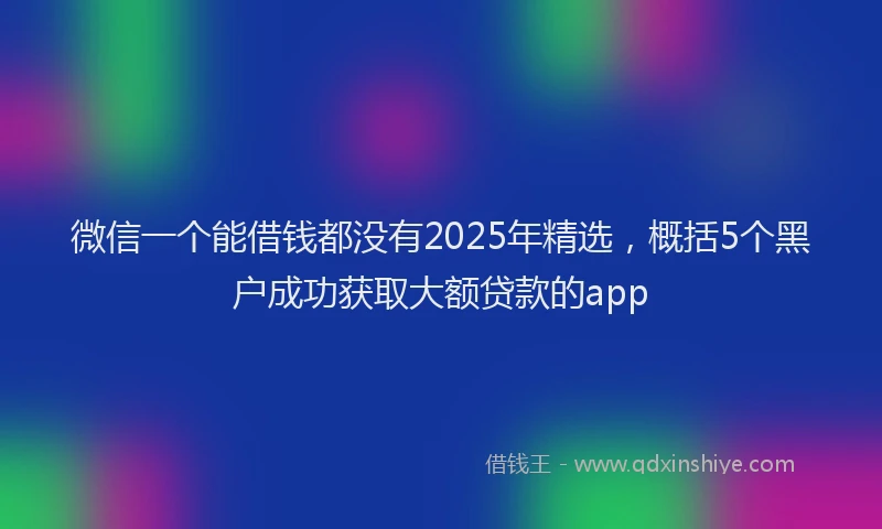 微信一个能借钱都没有2025年精选，概括5个黑户成功获取大额贷款的app