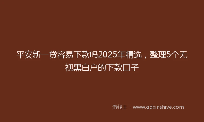平安新一贷容易下款吗2025年精选，整理5个无视黑白户的下款口子