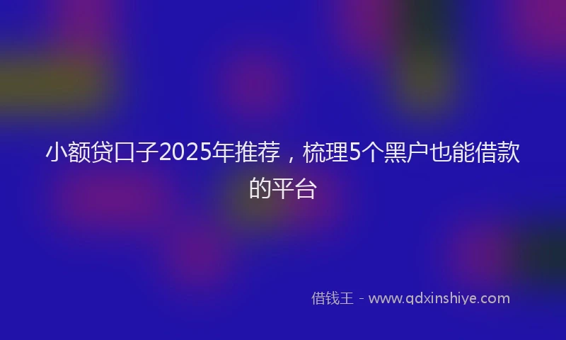 小额贷口子2025年推荐，梳理5个黑户也能借款的平台