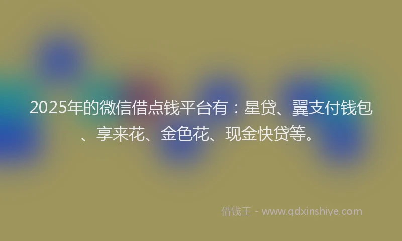 2025年的微信借点钱平台有：星贷、翼支付钱包、享来花、金色花、现金快贷等。
