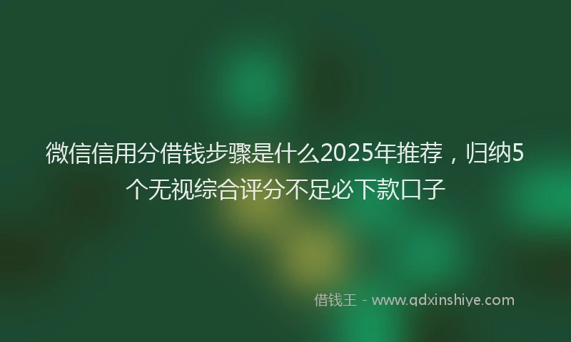 微信信用分借钱步骤是什么2025年推荐，归纳5个无视综合评分不足必下款口子