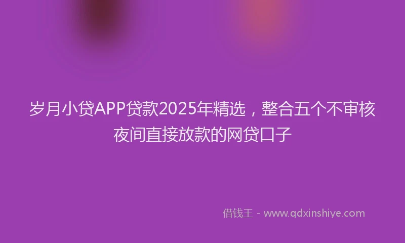 岁月小贷APP贷款2025年精选，整合五个不审核夜间直接放款的网贷口子