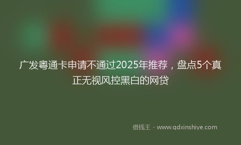 广发粤通卡申请不通过2025年推荐，盘点5个真正无视风控黑白的网贷