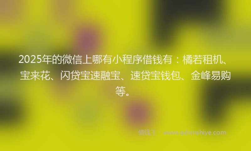 2025年的微信上哪有小程序借钱有：橘若租机、宝来花、闪贷宝速融宝、速贷宝钱包、金峰易购等。