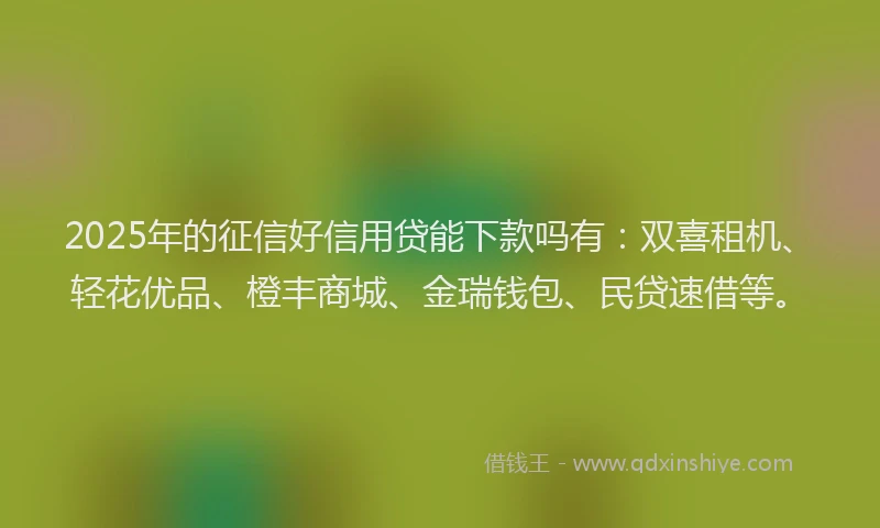 2025年的征信好信用贷能下款吗有：双喜租机、轻花优品、橙丰商城、金瑞钱包、民贷速借等。