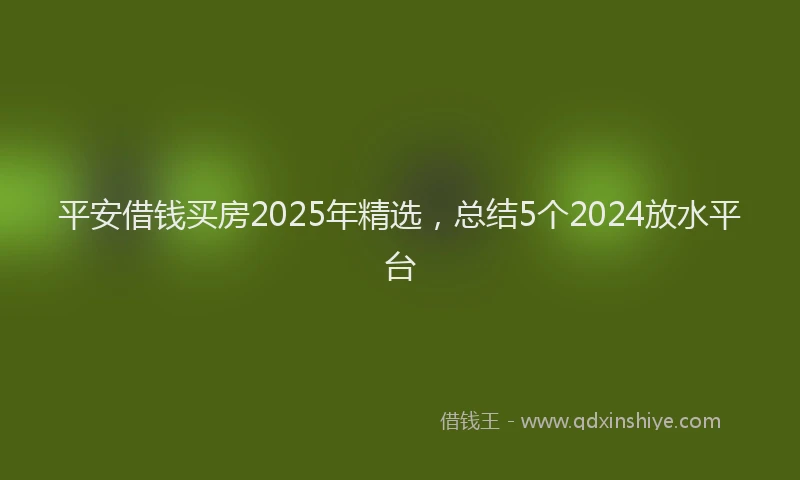 平安借钱买房2025年精选，总结5个2024放水平台