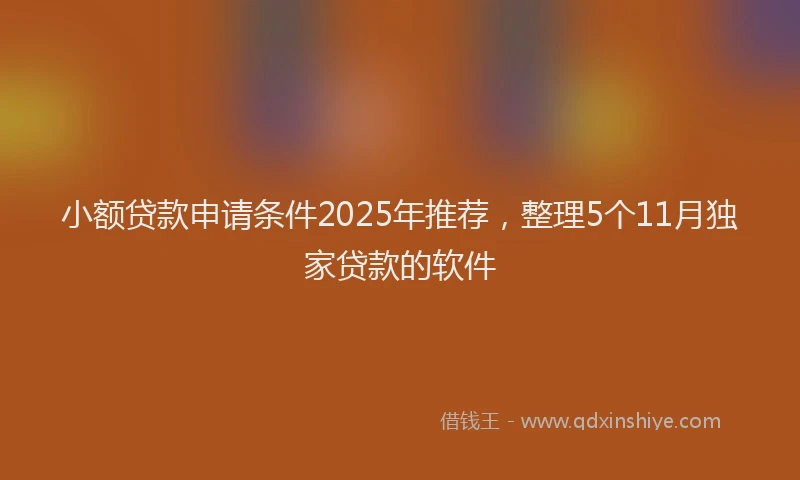 小额贷款申请条件2025年推荐，整理5个11月独家贷款的软件