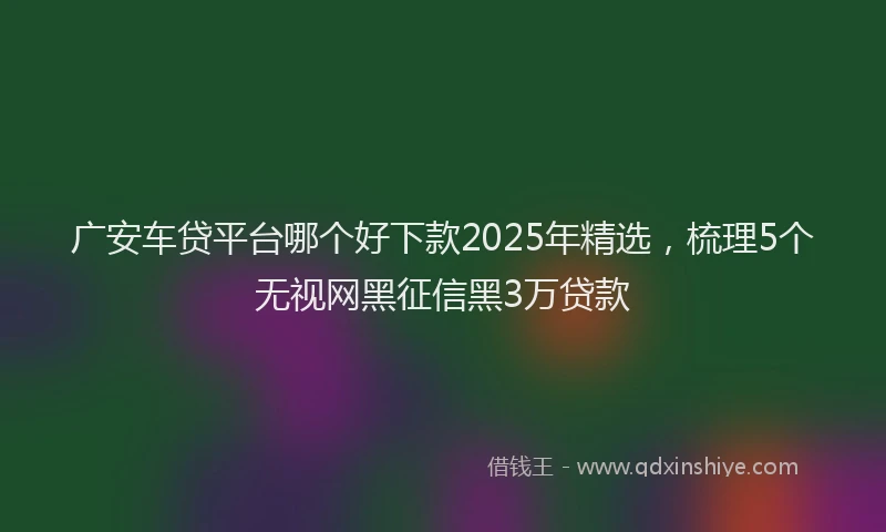 广安车贷平台哪个好下款2025年精选，梳理5个无视网黑征信黑3万贷款
