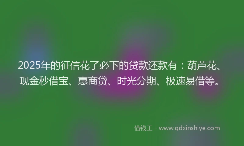 2025年的征信花了必下的贷款还款有：葫芦花、现金秒借宝、惠商贷、时光分期、极速易借等。