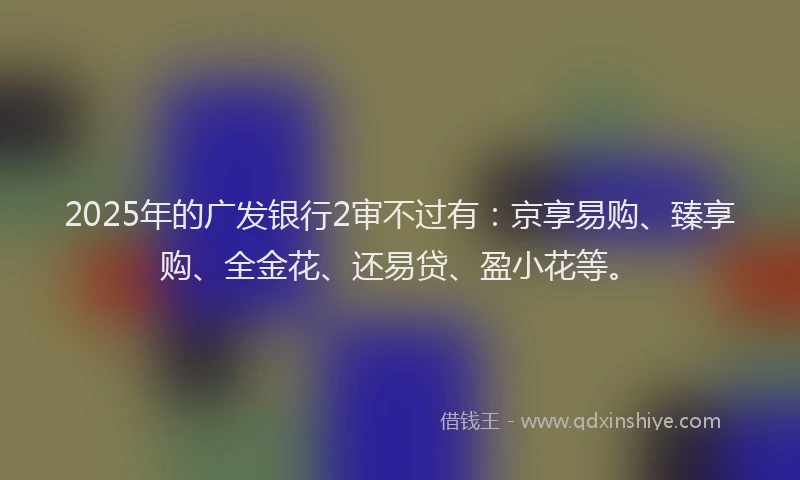 2025年的广发银行2审不过有：京享易购、臻享购、全金花、还易贷、盈小花等。
