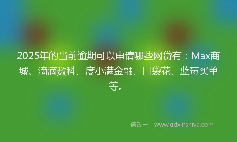 2025年的当前逾期可以申请哪些网贷有：Max商城、滴滴数科、度小满金融、口袋花、蓝莓买单等。