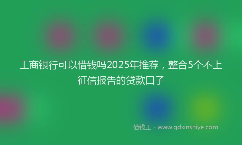 工商银行可以借钱吗2025年推荐，整合5个不上征信报告的贷款口子