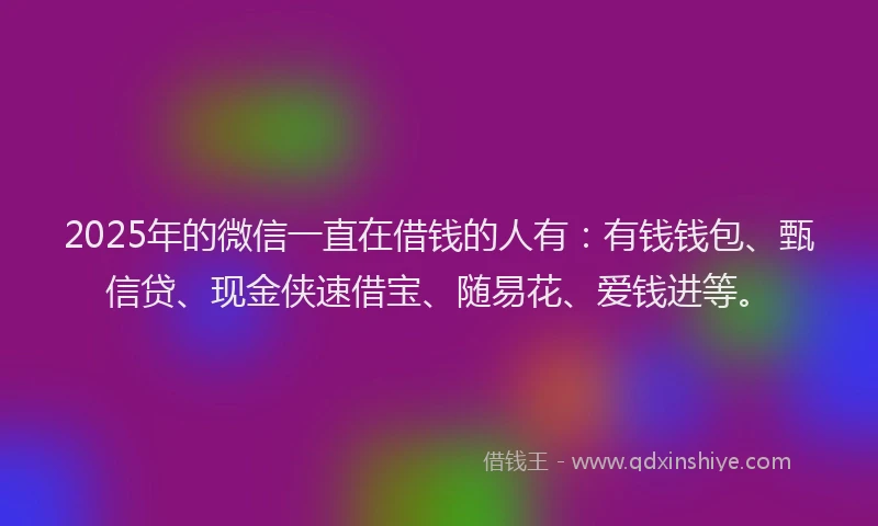 2025年的微信一直在借钱的人有：有钱钱包、甄信贷、现金侠速借宝、随易花、爱钱进等。