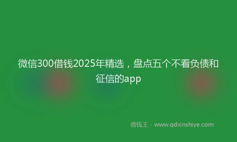 微信300借钱2025年精选，盘点五个不看负债和征信的app