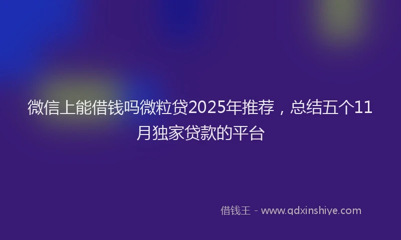 微信上能借钱吗微粒贷2025年推荐，总结五个11月独家贷款的平台