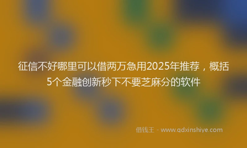 征信不好哪里可以借两万急用2025年推荐，概括5个金融创新秒下不要芝麻分的软件