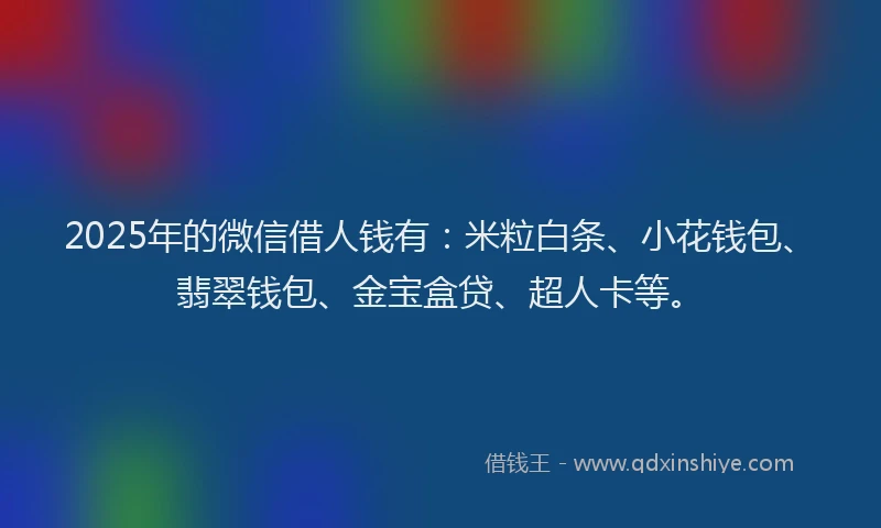 2025年的微信借人钱有：米粒白条、小花钱包、翡翠钱包、金宝盒贷、超人卡等。