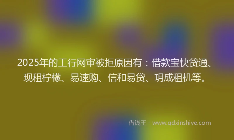 2025年的工行网审被拒原因有：借款宝快贷通、现租柠檬、易速购、信和易贷、玥成租机等。