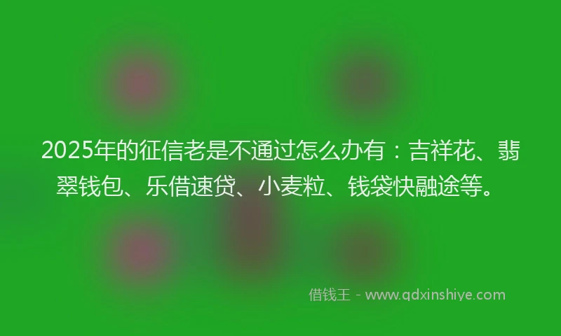 2025年的征信老是不通过怎么办有：吉祥花、翡翠钱包、乐借速贷、小麦粒、钱袋快融途等。