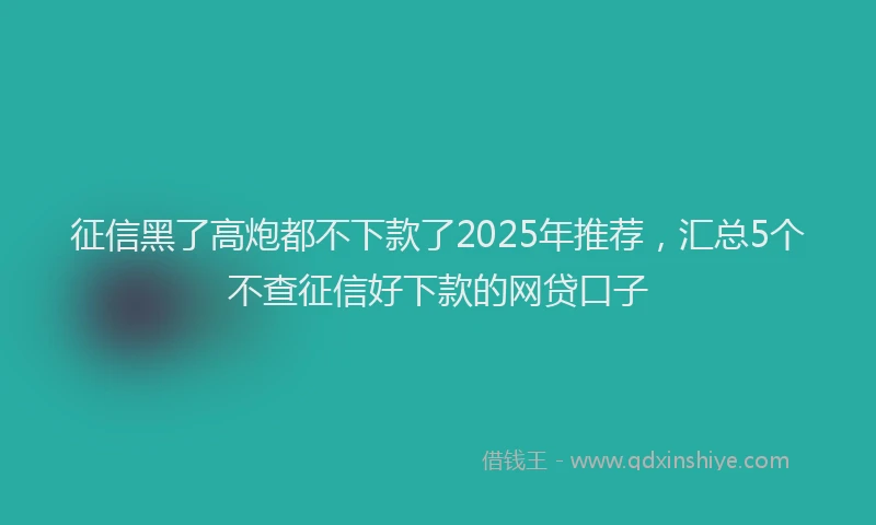 征信黑了高炮都不下款了2025年推荐，汇总5个不查征信好下款的网贷口子