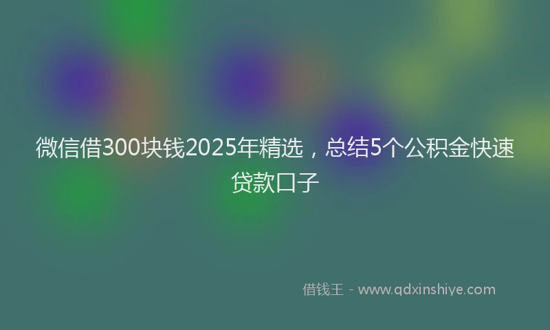 微信借300块钱2025年精选，总结5个公积金快速贷款口子