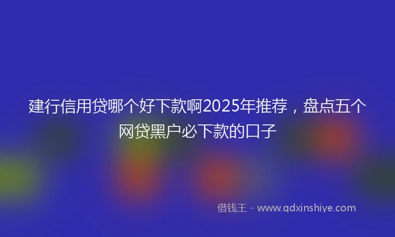 建行信用贷哪个好下款啊2025年推荐，盘点五个网贷黑户必下款的口子