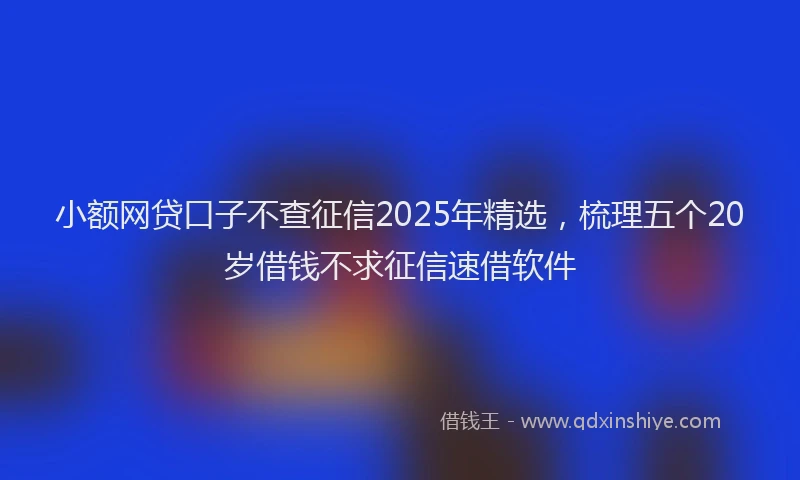 小额网贷口子不查征信2025年精选，梳理五个20岁借钱不求征信速借软件