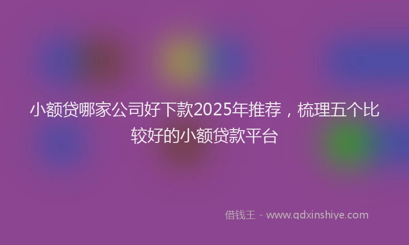 小额贷哪家公司好下款2025年推荐，梳理五个比较好的小额贷款平台