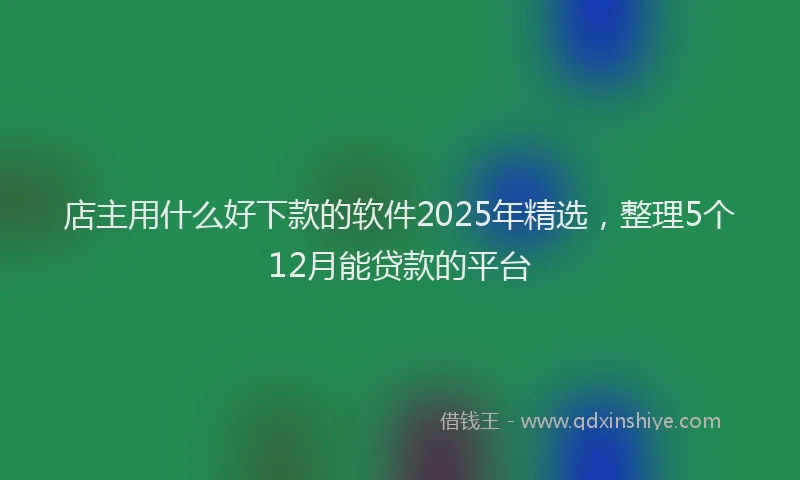 店主用什么好下款的软件2025年精选，整理5个12月能贷款的平台