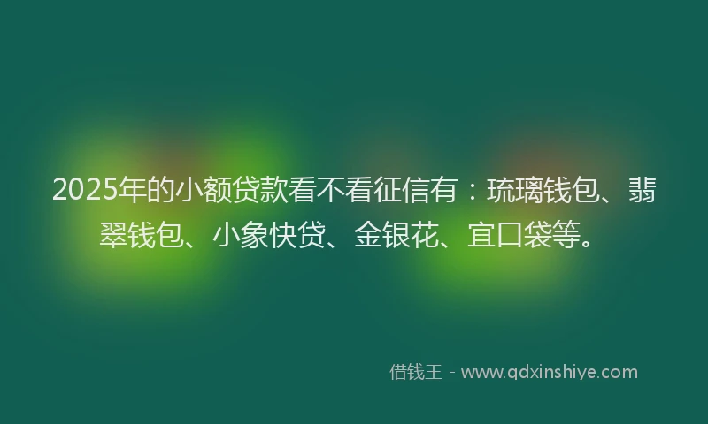 2025年的小额贷款看不看征信有：琉璃钱包、翡翠钱包、小象快贷、金银花、宜口袋等。
