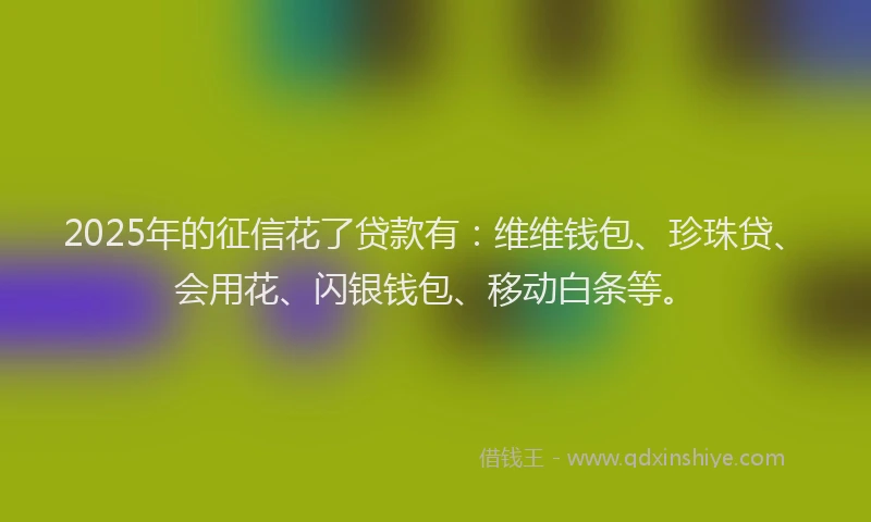 2025年的征信花了贷款有：维维钱包、珍珠贷、会用花、闪银钱包、移动白条等。
