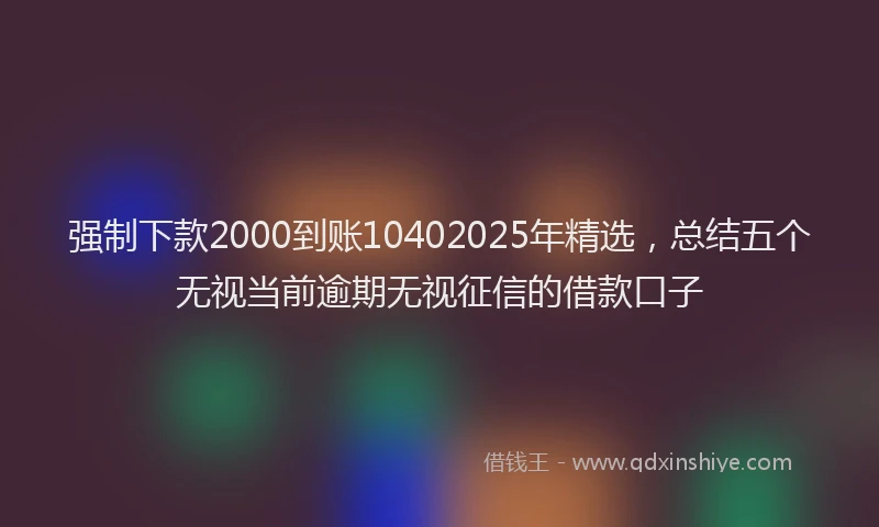 强制下款2000到账10402025年精选，总结五个无视当前逾期无视征信的借款口子