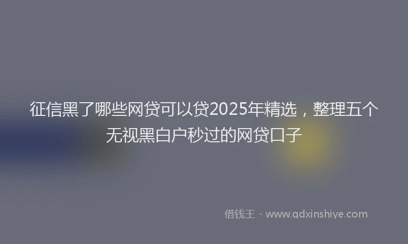 征信黑了哪些网贷可以贷2025年精选，整理五个无视黑白户秒过的网贷口子