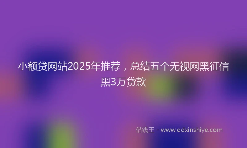 小额贷网站2025年推荐，总结五个无视网黑征信黑3万贷款