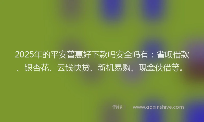 2025年的平安普惠好下款吗安全吗有：省呗借款、银杏花、云钱快贷、新机易购、现金侠借等。