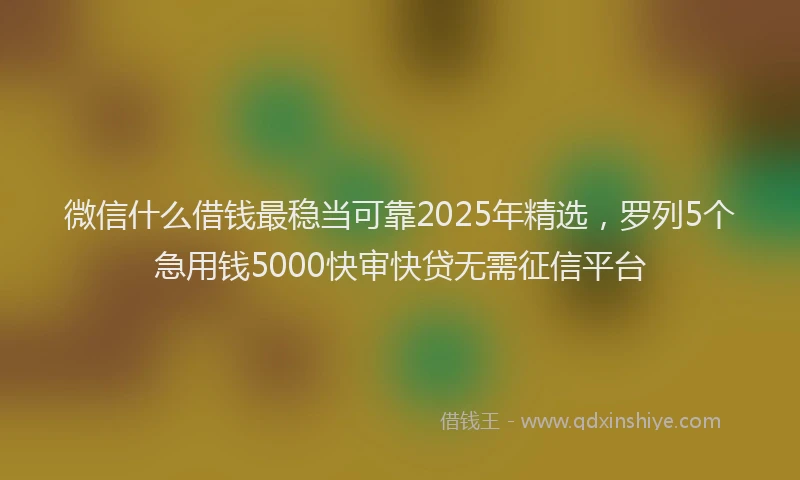 微信什么借钱最稳当可靠2025年精选，罗列5个急用钱5000快审快贷无需征信平台