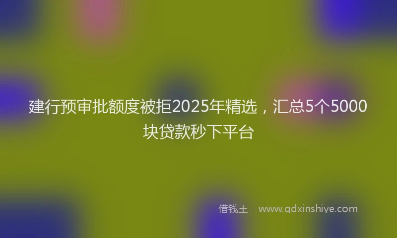 建行预审批额度被拒2025年精选，汇总5个5000块贷款秒下平台