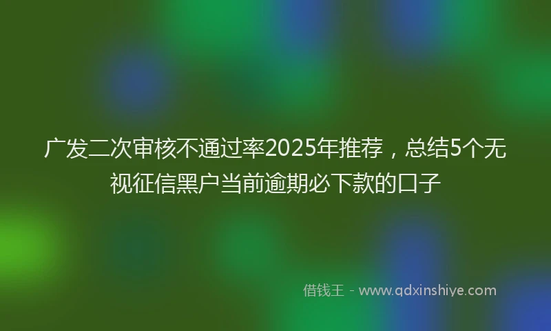 广发二次审核不通过率2025年推荐，总结5个无视征信黑户当前逾期必下款的口子