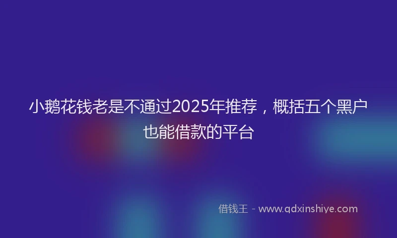 小鹅花钱老是不通过2025年推荐，概括五个黑户也能借款的平台