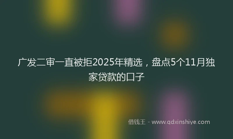 广发二审一直被拒2025年精选，盘点5个11月独家贷款的口子