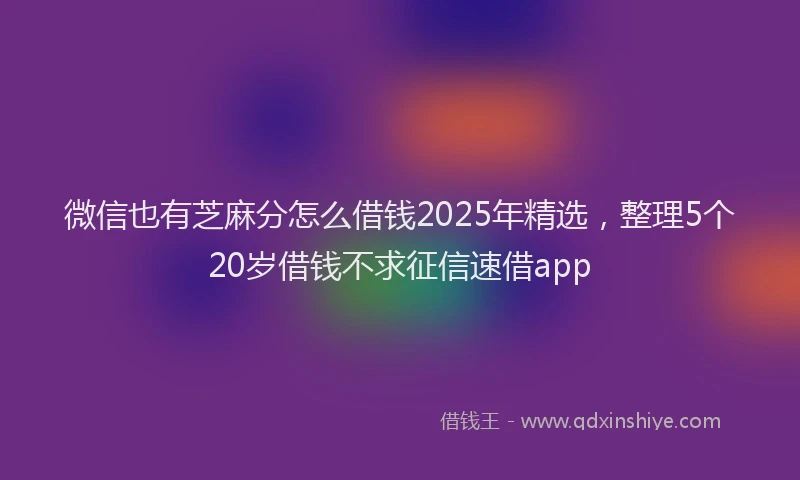 微信也有芝麻分怎么借钱2025年精选，整理5个20岁借钱不求征信速借app