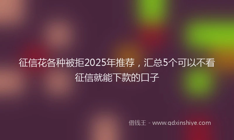 征信花各种被拒2025年推荐，汇总5个可以不看征信就能下款的口子