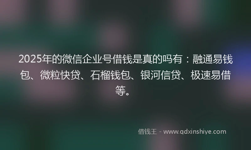 2025年的微信企业号借钱是真的吗有：融通易钱包、微粒快贷、石榴钱包、银河信贷、极速易借等。