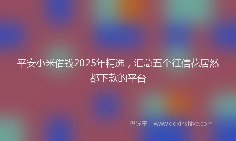平安小米借钱2025年精选，汇总五个征信花居然都下款的平台
