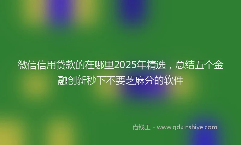 微信信用贷款的在哪里2025年精选，总结五个金融创新秒下不要芝麻分的软件