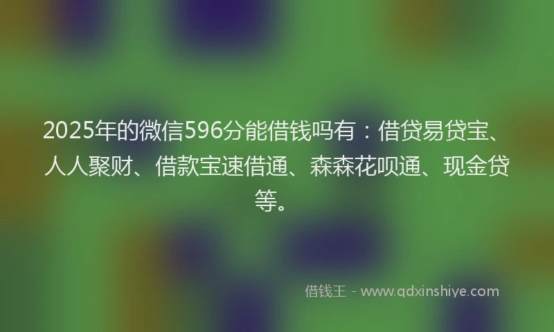 2025年的微信596分能借钱吗有：借贷易贷宝、人人聚财、借款宝速借通、森森花呗通、现金贷等。