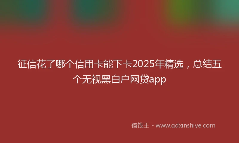 征信花了哪个信用卡能下卡2025年精选，总结五个无视黑白户网贷app