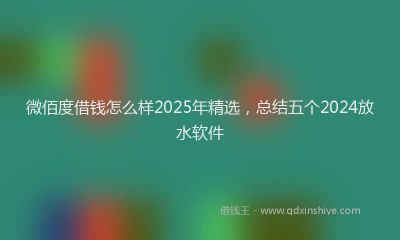 微佰度借钱怎么样2025年精选，总结五个2024放水软件